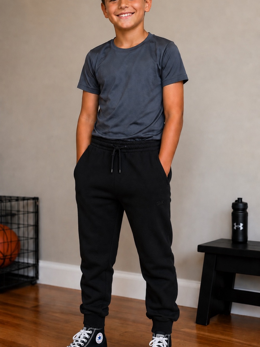 Black Drawstring Joggers —